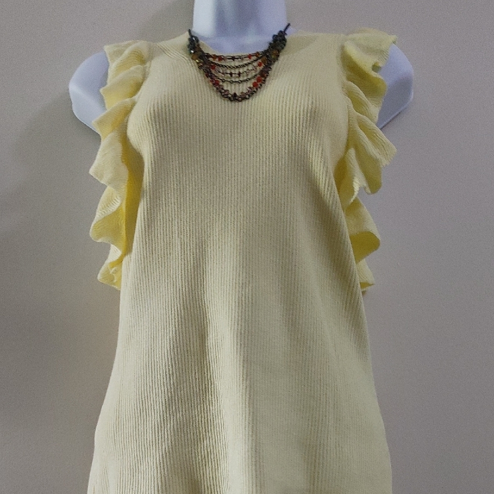 H&M Light Yellow Ruffle Sleeve Blouse